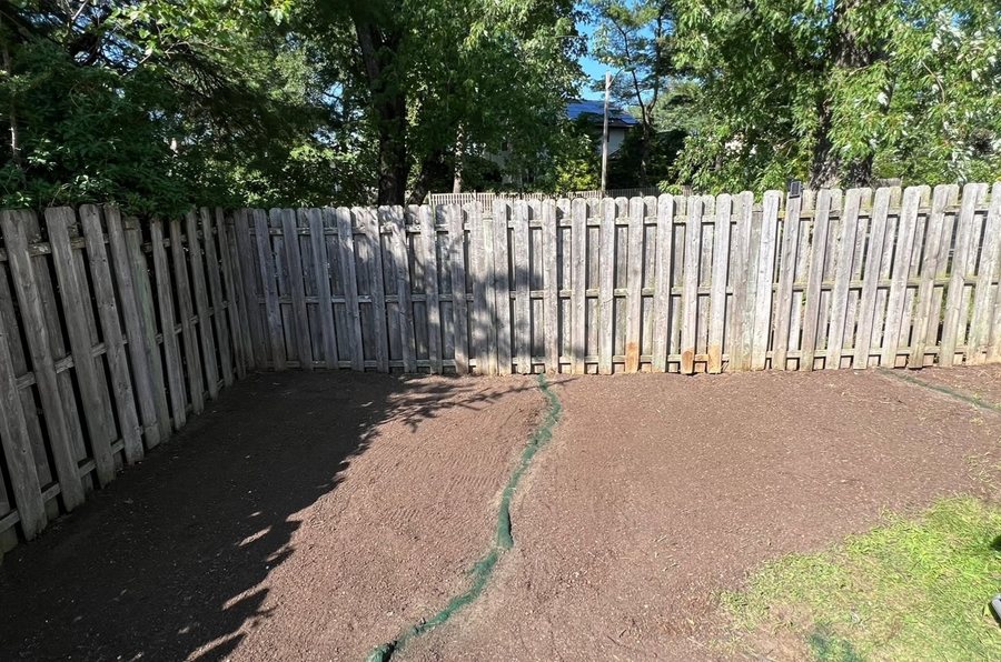 Cleared and mulched fence corner after clean up