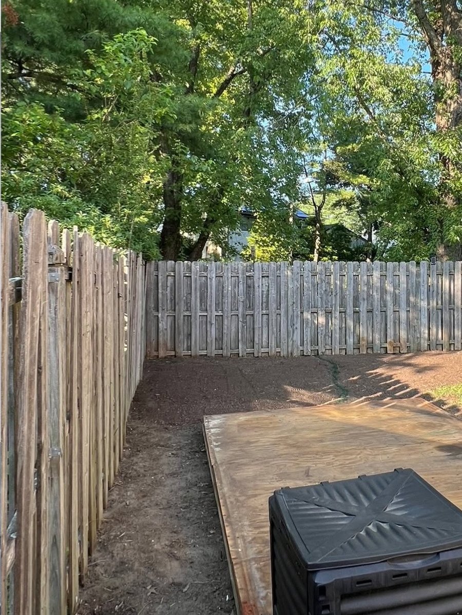 Clear mulched side yard path after clean up